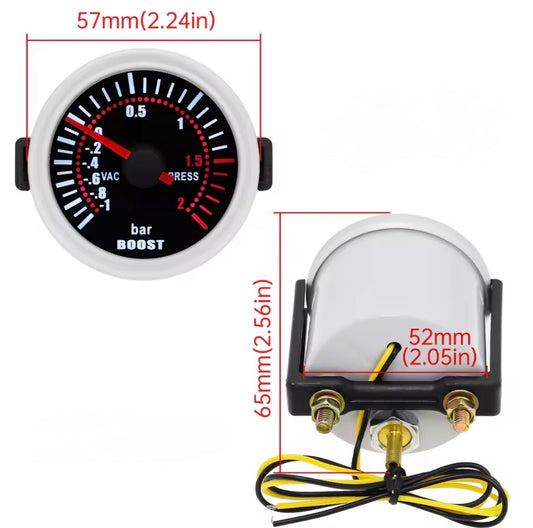 Reloj medidor de presión de turbo análogo 52 mm
